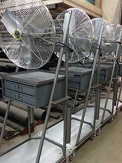 Production of industrial sized fans and storage units